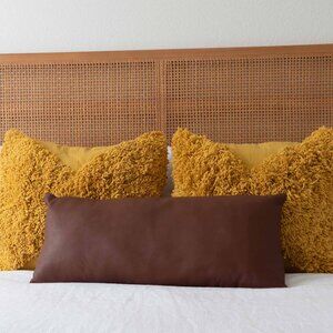 NWT Chestnut Leather Lumbar Pillow